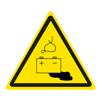 WARNING SIGN OF BATTERY ACID RELEASE HAZARD