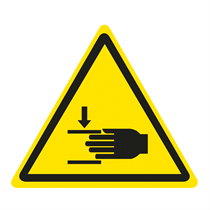 WARNING SIGN OF HANDS CRUSHING HAZARD