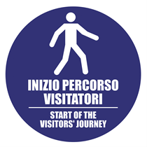 Cartello orizzontale adesivo di obbligo obbligo Inizio percorso visitatori ita/ing Ø 24 cm