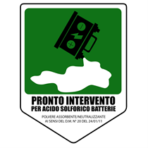 EMERGENCY SIGN FOR SULPHURIC ACID BATTERIES