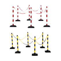 Set di 6 pali con base e catena 10 mt bianco/rosso